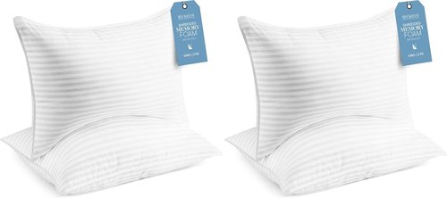 Beckham Hotel Collection King Size Memory Foam Bed Pillows - Adjustable Cooling Shredded Foam Set of 2