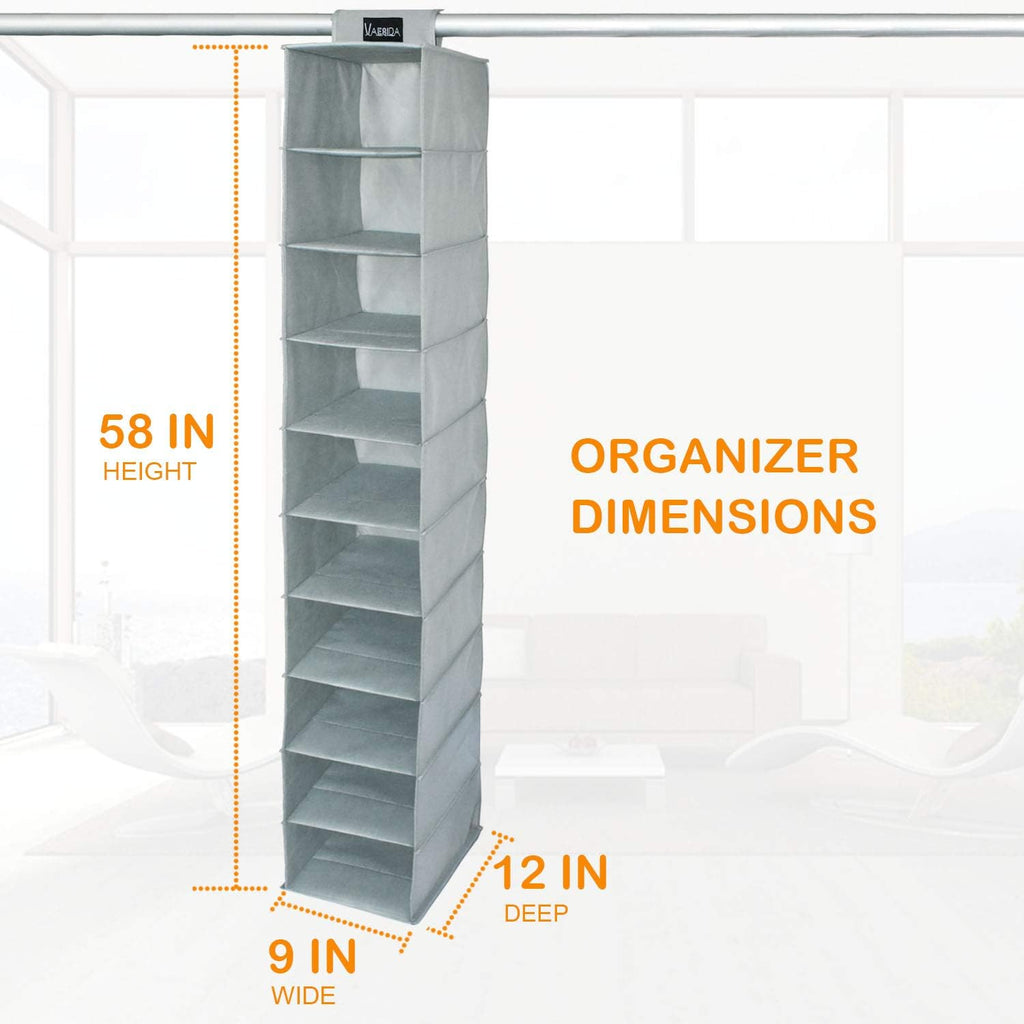VAESIDA Hat Rack Organizer - 10 Shelf Hanging Storage for Baseball Caps, Gray