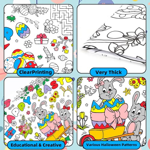 Easter Giant Coloring Tablecloth for Kids - 72" x 30"