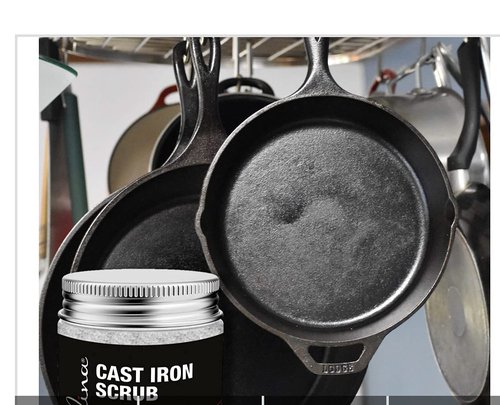 Culina Cast Iron Cleaning & Restoring Scrub | Removes Rust Without Scratching & Care Before Cleaning, Washing & Seasoning | 100% Natural | for Cast Iron Skillets, Pans & Cookware
