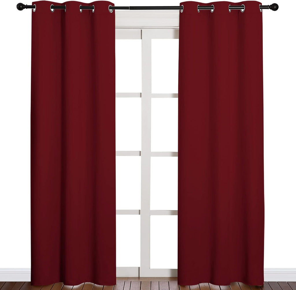 NICETOWN Blackout Curtains - Thermal Insulated Grommet Drapes for Living Room | Burgundy Red, 42 x 84 Inches