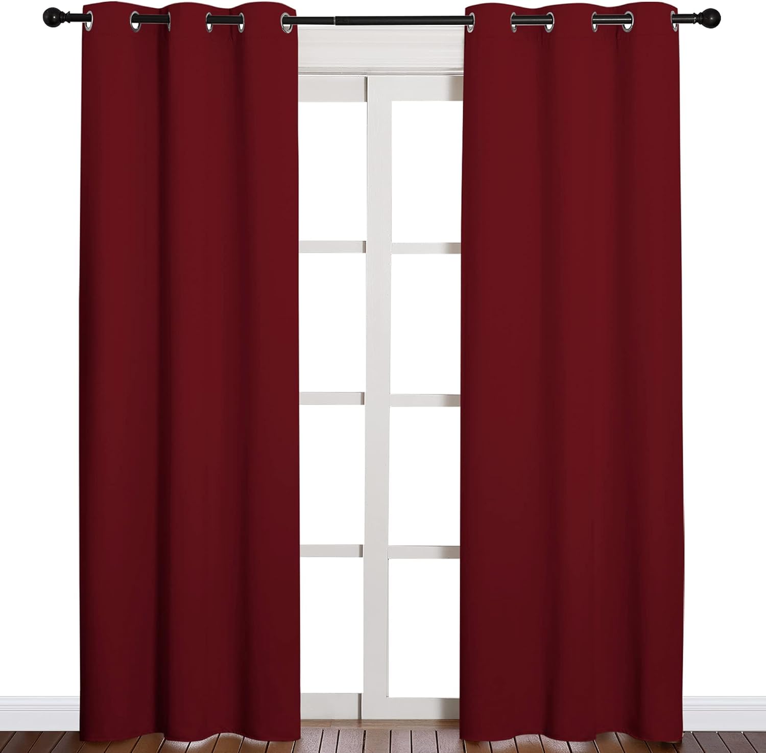 NICETOWN Blackout Curtains - Thermal Insulated Grommet Drapes for Living Room | Burgundy Red, 42 x 84 Inches