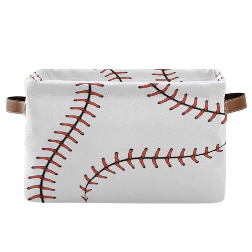AUUXVA Baseball Storage Basket, Sports Theme Softball Large Storage Bins Box with Handles, Easter Gift Baskets Ideal for Baby Kids, Room Nursery Decor, Organizing Clothes, Toys, Books, Collapsible