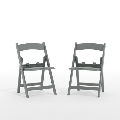 Flash Furniture Hercules Set of 2 Kids Gray Resin Folding Chairs with Gray Vinyl Padded Seats