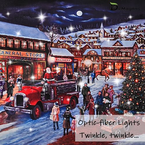 Lighted Fiber Optic Canvas Wall Art - Christmas Street Scene, 8x6 Inches - Variation S