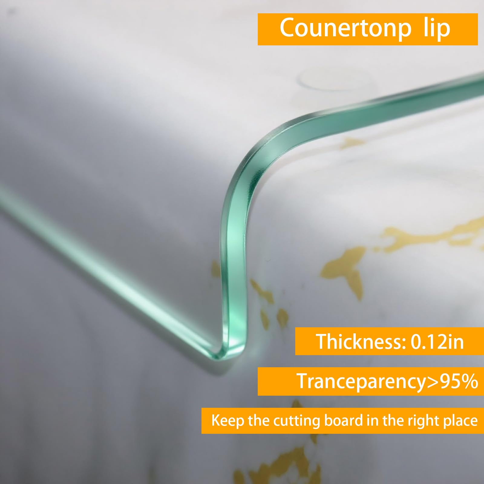 Tempered Glass Cutting Board with Lips, Clear Cutting Board, Easy to Clean and Dishwasher Safe (Clean -17 * 13.2 ins)