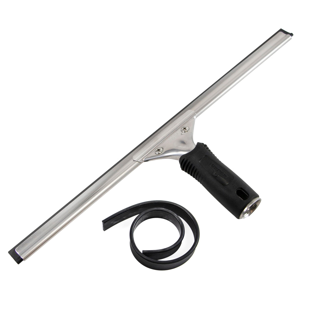 Unger Connect and Clean 16” Performance Window and Glass Cleaning Squeegee with Replacement Rubber, Cleaning Supplies, Heavy Duty Household Cleaner Tools with Streak-Free Results