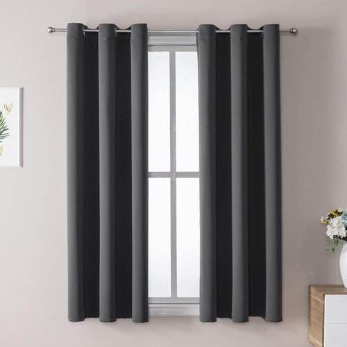 ChrisDowa Grommet Blackout Curtains - Thermal Insulated Room Darkening Panels, Dark Grey, 38"W x 54"L