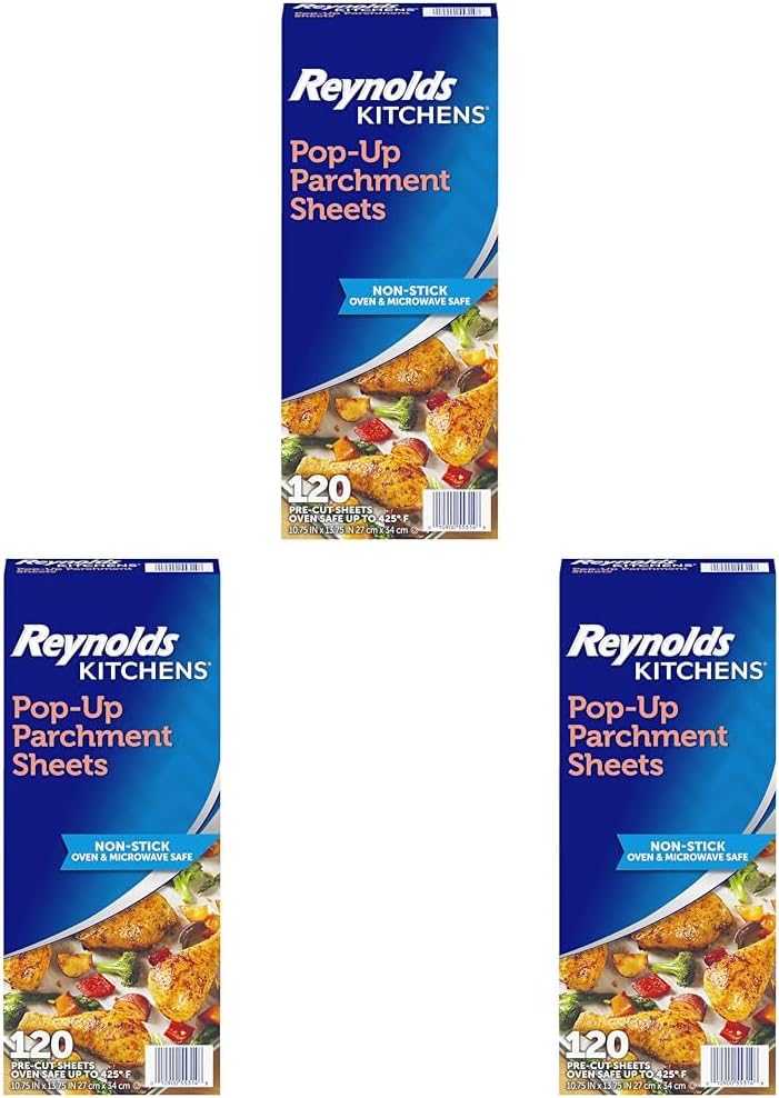 Reynolds Kitchens Pop-Up Parchment Paper Sheets - 120 Sheets, 10.7x13.75 Inch | Convenient Baking Solution