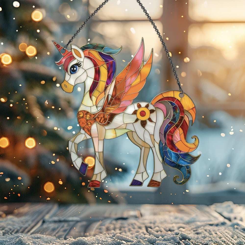 Skiennix Unicorn Ornaments - Enchanting Window Decor for Unicorn Lovers | Acrylic Christmas Hanging Decoration