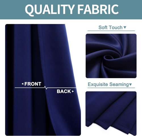 ChrisDowa Blackout Curtains - Thermal Insulated Room Darkening Panels, Navy Blue, 52W x 72L | 2-Panel Set