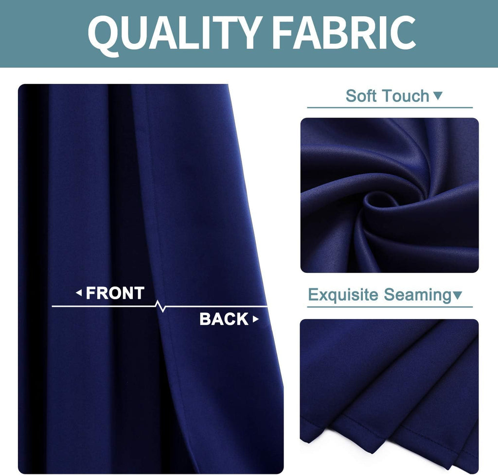 ChrisDowa Blackout Curtains - 108-Inch Long Thermal Insulated Grommet Panels | Navy Blue, 2-Panel Set