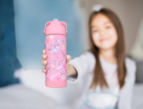 DLOCCOLD Kids Insulated Water Bottle - Leak Proof Straw Lid, Double Wall Stainless Steel | Reusable Tumbler for Travel