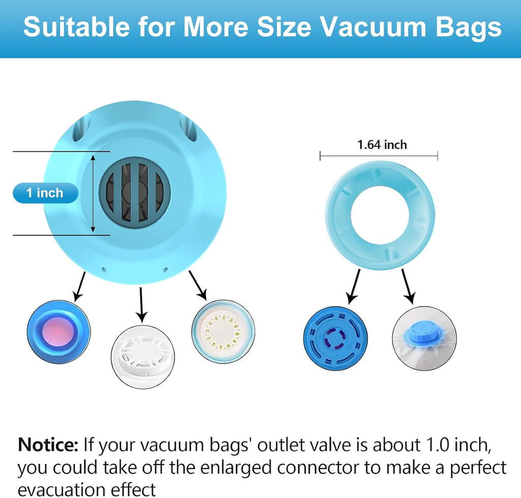 Skiennix Electric Vacuum Pump - Portable Storage Bag Sealer for Clothing & Bedding - Blue (No Bags)