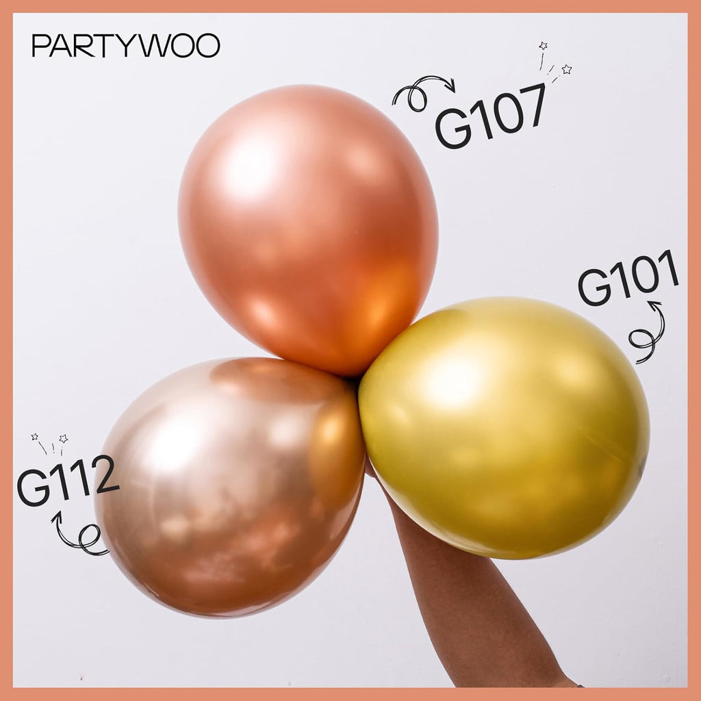 PartyWoo Metallic Rose Gold Balloons - 50 Pcs 5 Inch | Perfect for Bachelorette & Wedding Decorations