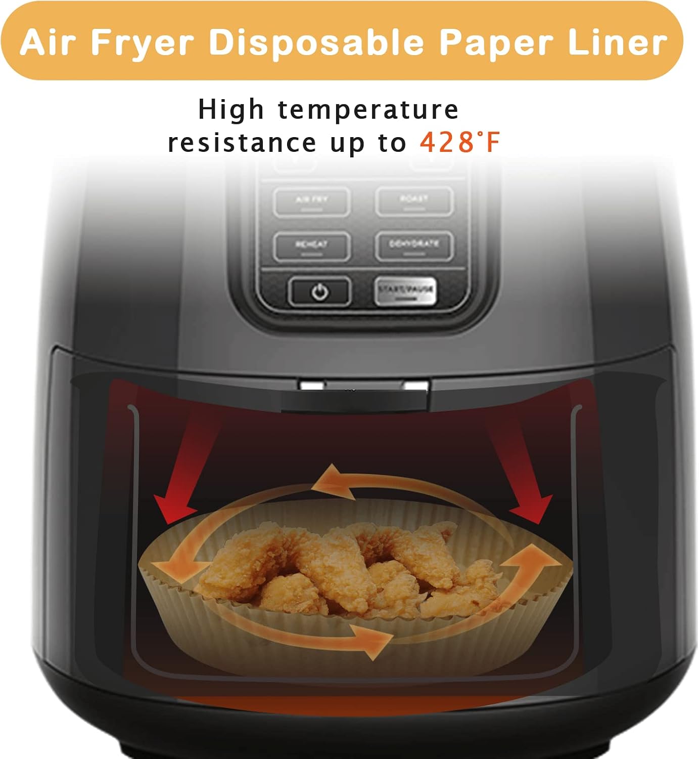 SIUDANGKA Air Fryer Liners - 125 Pcs Disposable Paper for Ninja & Most 4-8QT Air Fryers