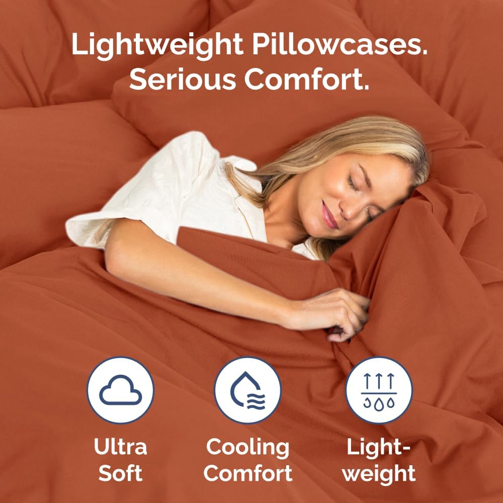Skiennix Body Pillowcases Set of 4 | Soft, Breathable 20x54 Long Pillow Covers - Comfy & Fade-Free in Terracotta