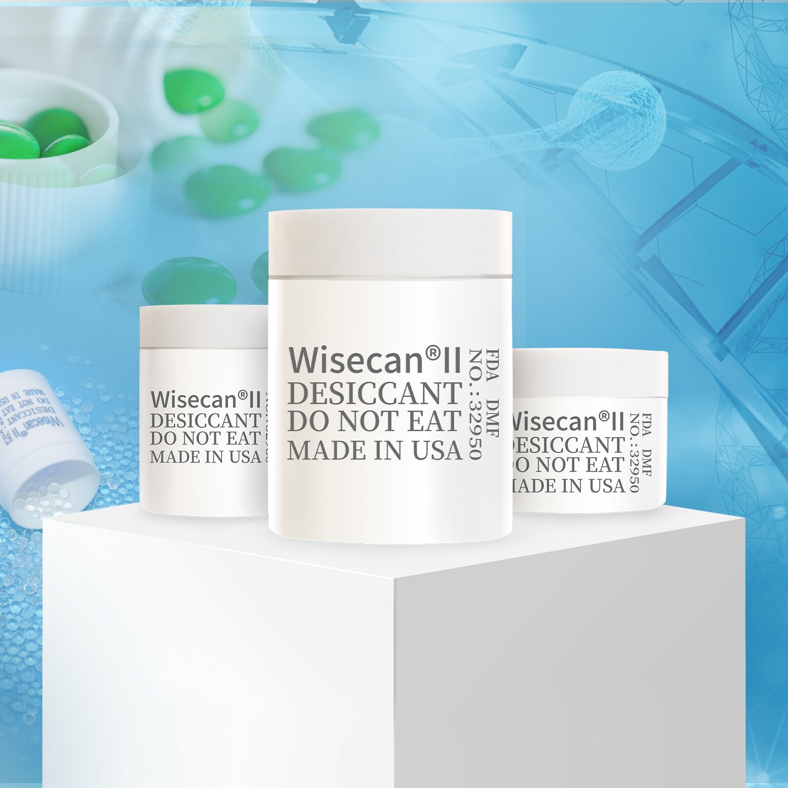 Wisesorb 1 Gram 100 Pack Silica Gel Canister, Desiccant Canister, Silica Gel Capsules, Desiccant Capsules, Moisture Absorbers for Food Storage, Food Safe Dehumidifiers Wisecan