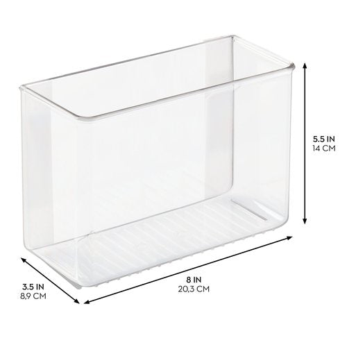 iDesign AFFIXX Plastic Wall Mount Organizer for Kitchen, Bathroom, Office, Bedroom, Garage, Craft Room, 3.5" x 8" x 5.5", Clear