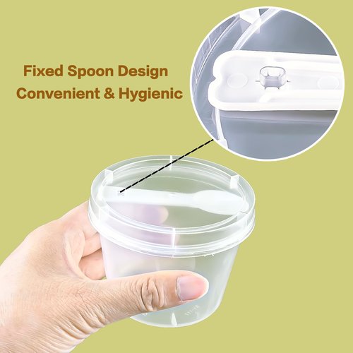 Nefocar 50 Pack 8oz Clear Plastic Pudding/Jello Cups with Lids,Plastic Dessert Cups with Lids and Spoons,Mini Round Yogurt Parfait/Appetizer Cups with Spoons for Milkshake/Fruit/Ice Cream for Party