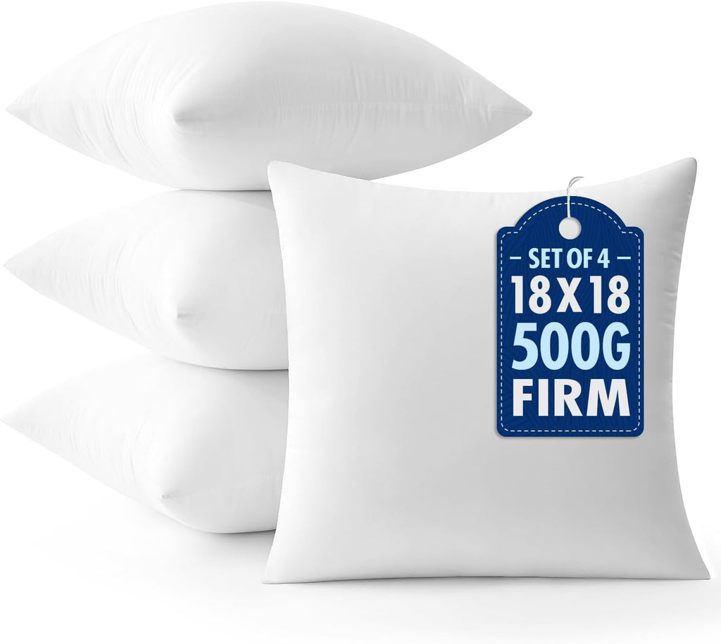 MIULEE Throw Pillow Inserts - Pack of 4, 18x18 Inch, 100% Virgin Fiber Filling for Ultimate Comfort