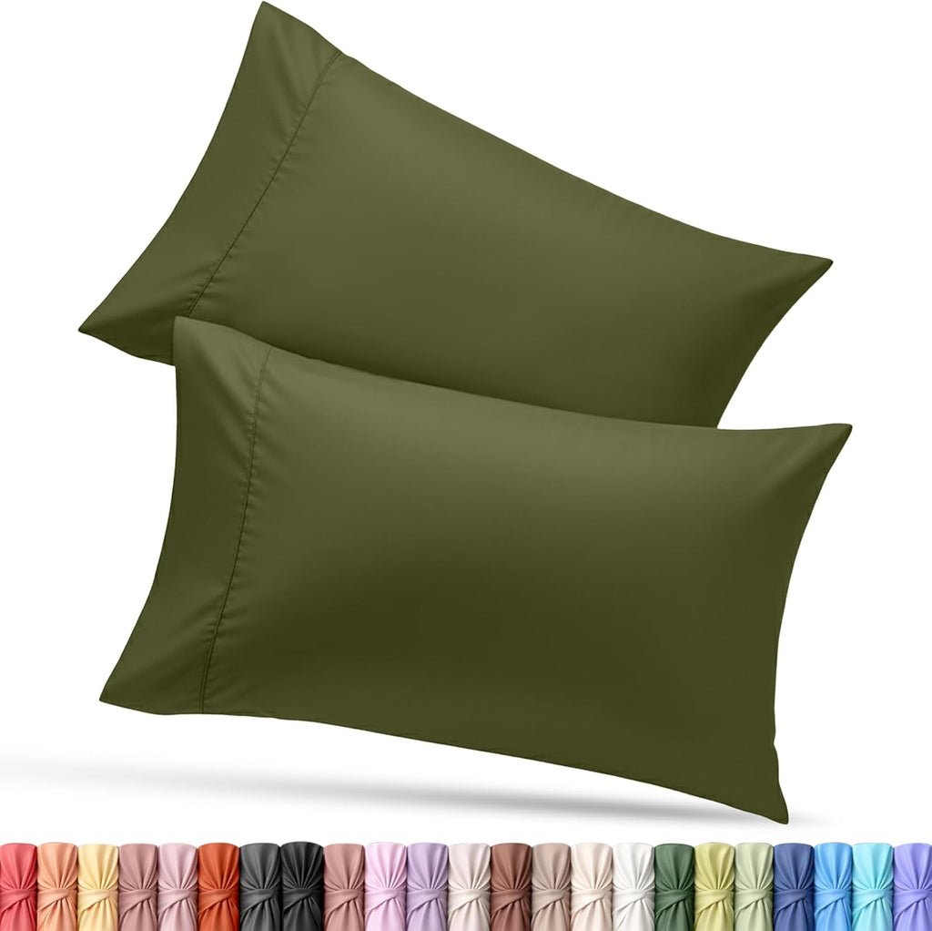 Utopia Bedding Queen Pillow Cases - Soft Brushed Microfiber - 2 Pack, Olive Color, 20 x 30 Inches