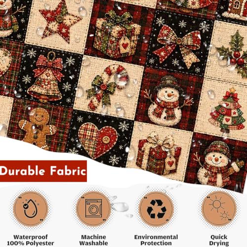 Christmas Shower Curtain 72x72 Inches Farmhouse Holiday Bathroom Decor
