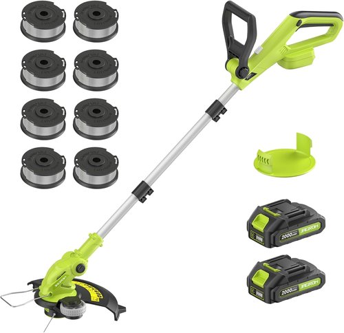 JAGROM Cordless Electric String Trimmer - 20V 12-Inch Lawn Mower & Edger with 2 Batteries & Charger