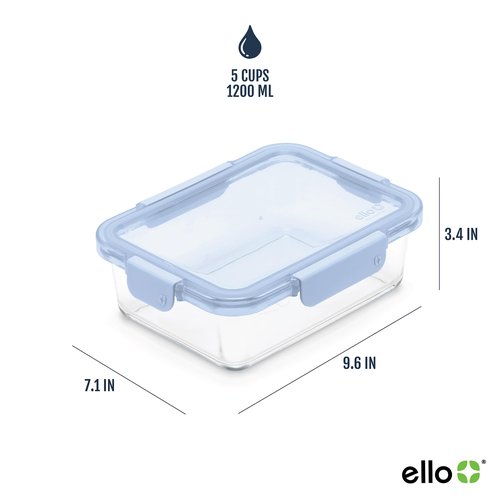 Ello Color Lock 5 Cup 10PC, 5 Pack Glass Meal Prep Sets Leak-Proof Glass Food Storage Containers with Airtight BPA-Free Plastic Lids, Dishwasher, Microwave, and Freezer Safe, Purple Rain