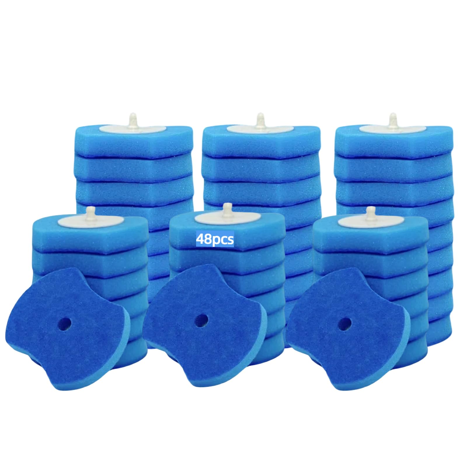Saraudy 48 Count Toilet Brush Refill Pads, Toilet Brush Refill 48 Pcs, Only Compatible Disposable Toilet Brush, Toilet Scrubber Refills, Brush Head Replacement (Blue)