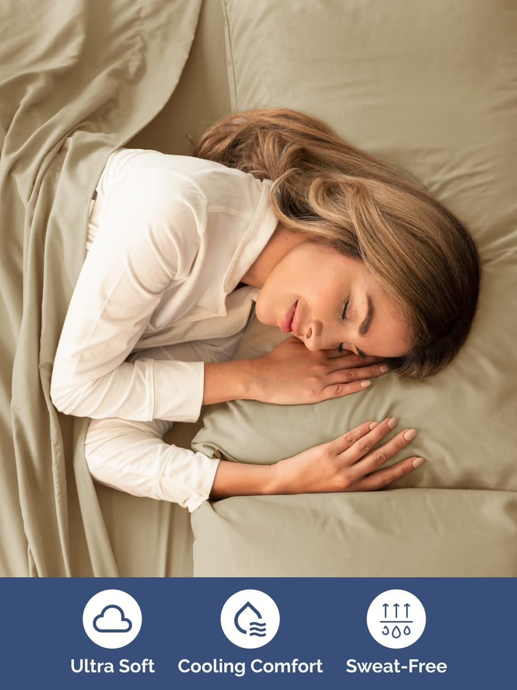 Skiennix Extra Deep Queen Sheet Set | 6-Piece Breathable Cooling Bedding - Soft, Wrinkle-Free - Beige