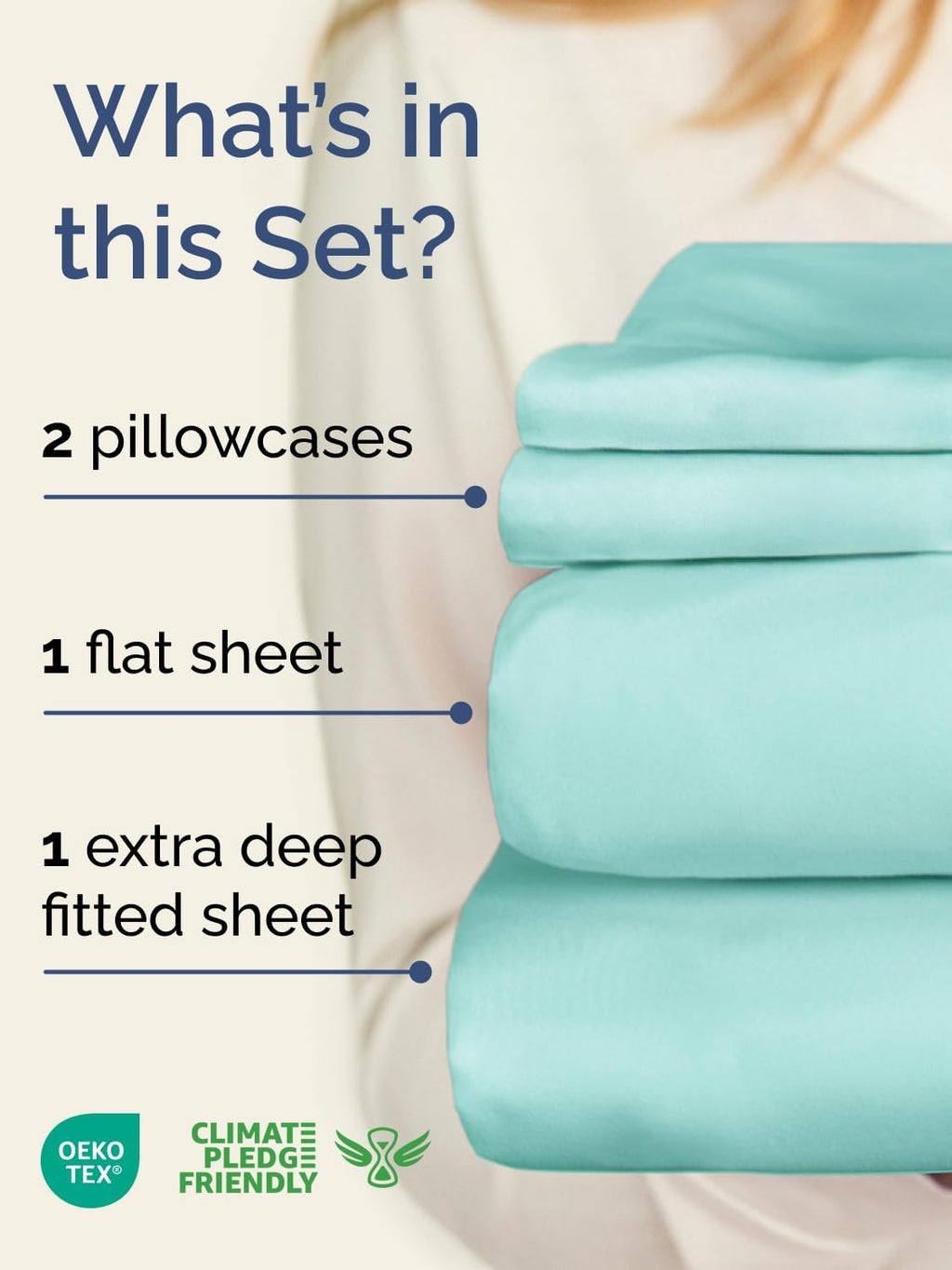 Skiennix Extra Deep Twin Sheet Set - 4-Piece Breathable Cooling Bedding - Soft & Wrinkle-Free Spa Blue