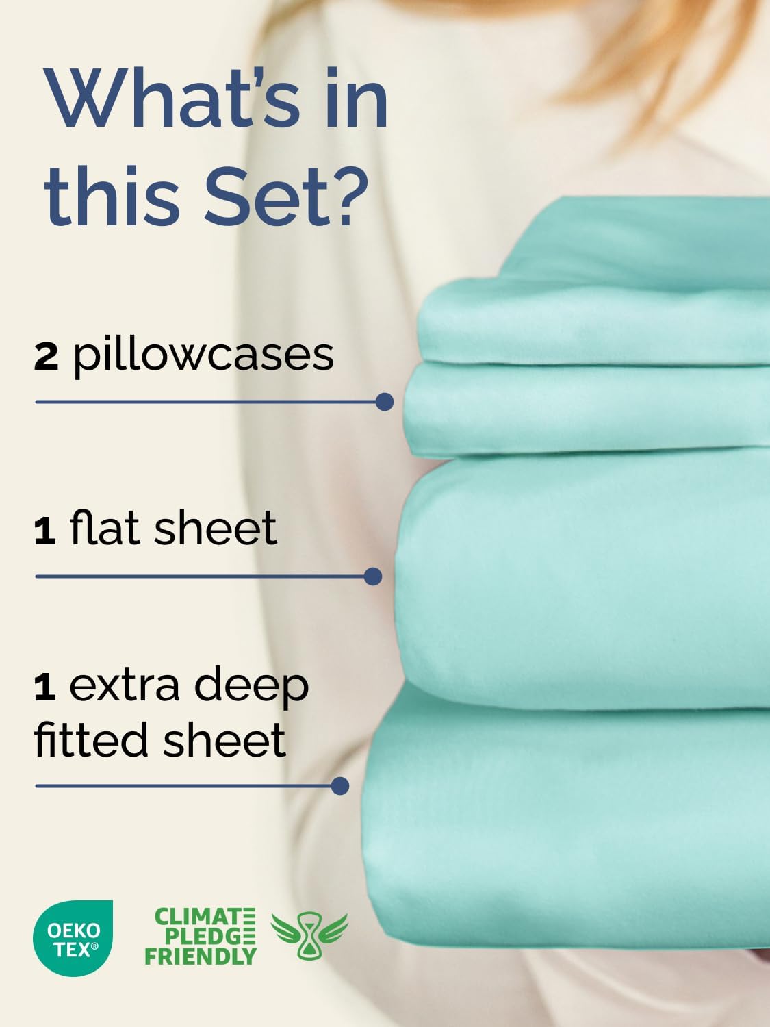 Skiennix Extra Deep Twin Sheet Set - 4-Piece Breathable Cooling Bedding - Soft & Wrinkle-Free Spa Blue