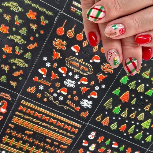 Dulyork 30 Sheets Christmas Nail Art Stickers 3D Adhesive Snowflake Decals
