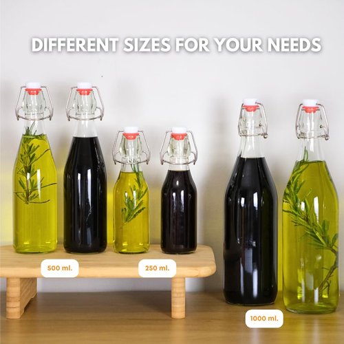 FastRack Swing Top Glass Bottles |16 oz – Pack of 8 | Clear, Flip Top Glass Bottles for Home Brewing, Carbonated Drinks, Kombucha, Fermentation, Water | Food Grade – ECO Friendly