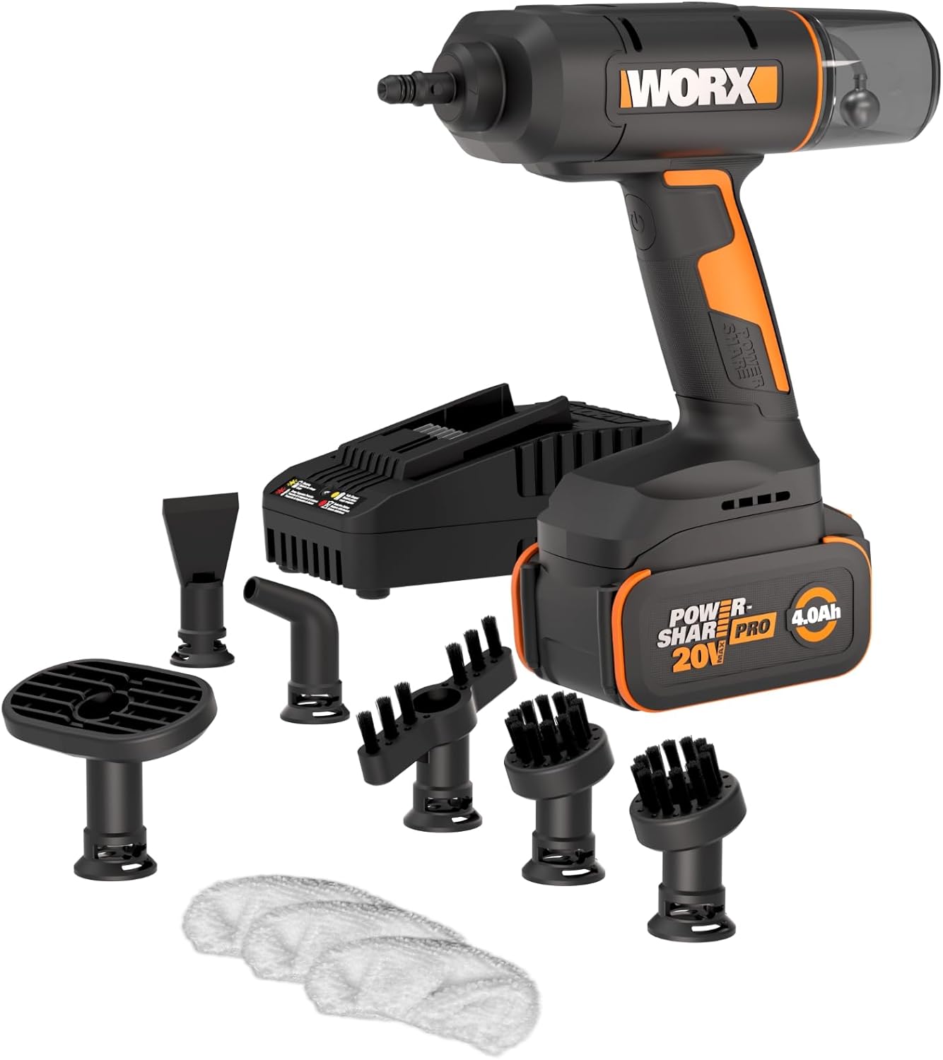 Worx 20V SteamStorm Cordless Handheld Steam Cleaner - 220°F Quick Preheat, Lightweight & Portable | Includes Battery & Charger