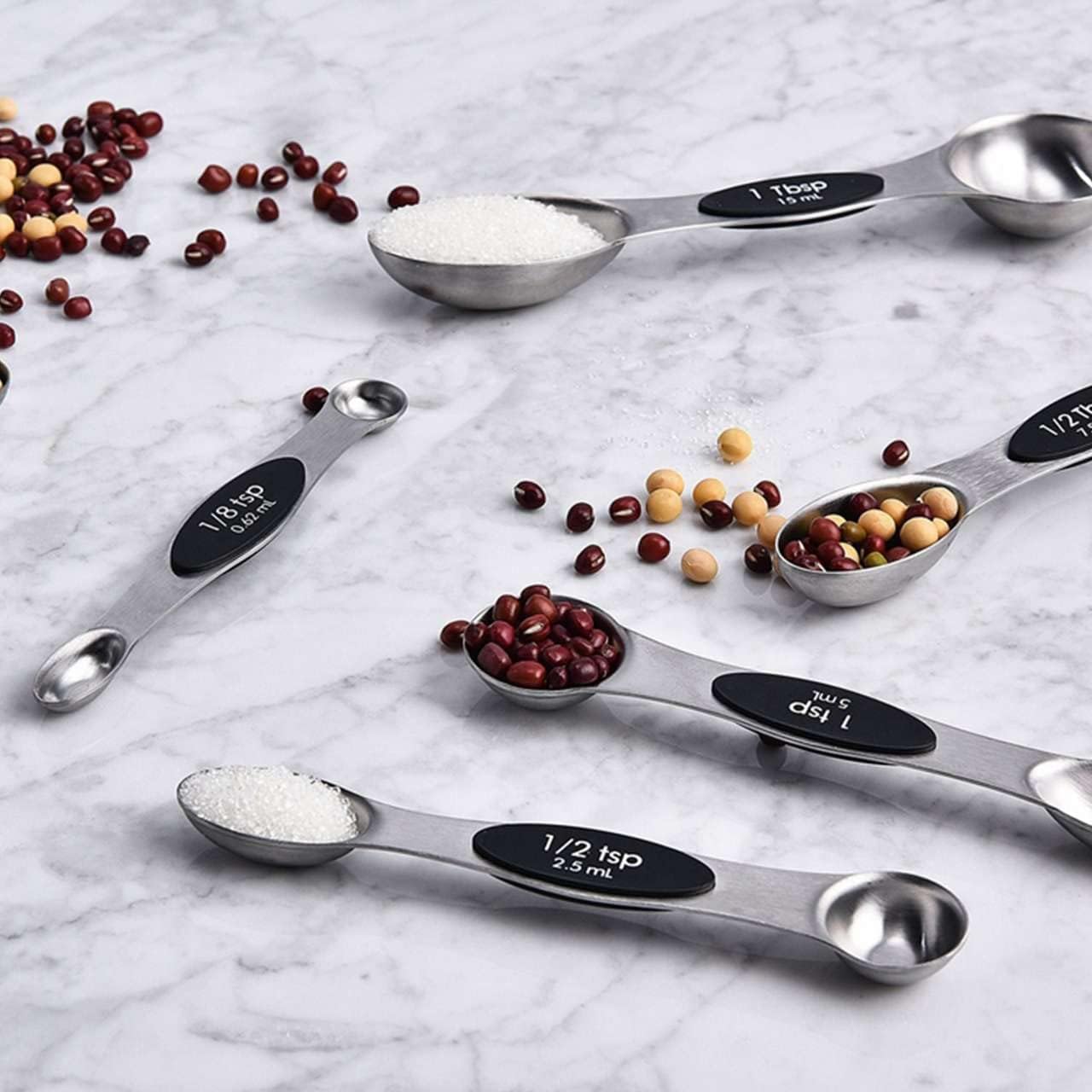 Recogwood 19 Pieces Measuring Cups and Spoons set, Includes 10 Stackable Measuring Cup with Lid and 9 Magnetic Measuring Spoons, Tablespoon for Liquid and Dry, BPA Free, Dishwasher Safe (Black)