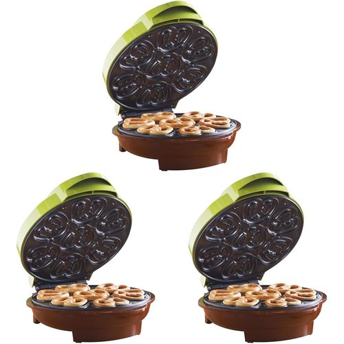 Brentwood Mini Pretzel Maker Machine Non-Stick, Green (Pack of 3)