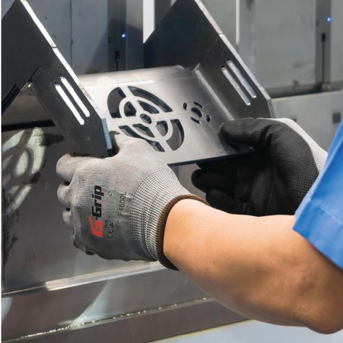 Liberty F4600 G-Grip Micro-Foam Nitrile Palm Coated Seamless Gloves with 15-Gauge Nylon Shell | Ideal for Automotive, Manufacturing, General Purpose | Gray/Black, Large (Pack of 12)