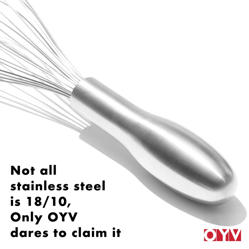 OYV 12" Whisk for Cooking, Ergonomic Handle, Dishwasher Safe 18/10 Stainless Steel Whisk, Professional Kitchen Wire Whisk, Perfect for Blending, Whisking, Baking, and Beating