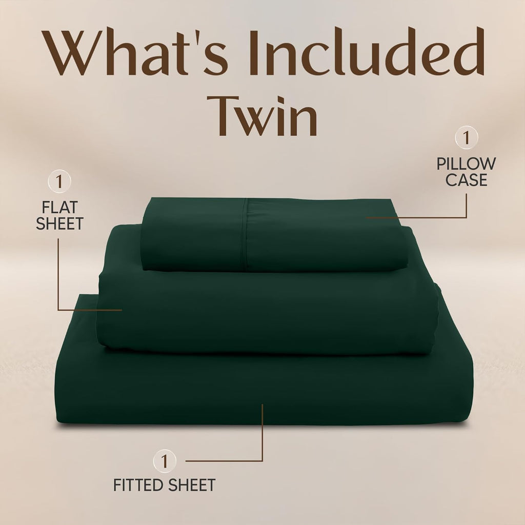 Utopia Bedding Twin Sheet Set - Soft Microfiber 3-Piece Bed Sheets for Twin Size Bed | Oeko-Tex Certified (Emerald Green)