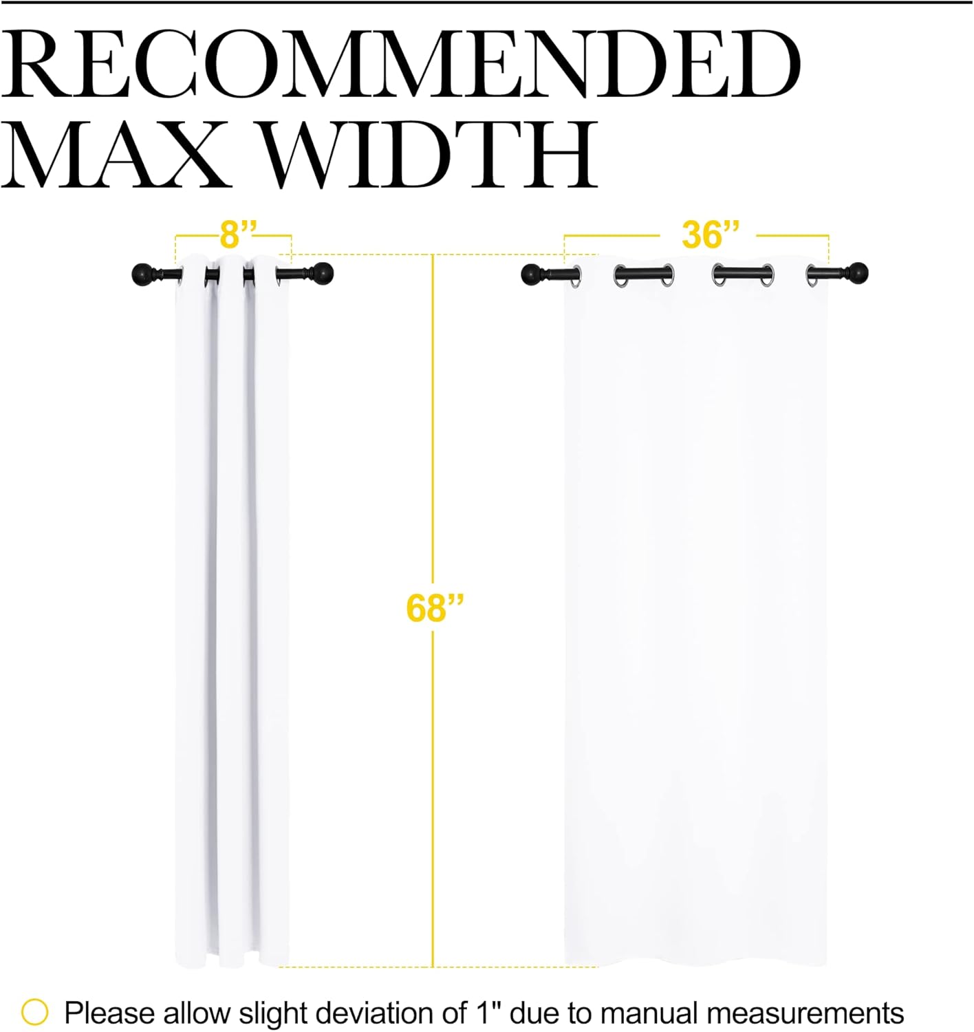 NICETOWN White Small Window Blackout Curtain Panels - 50% Light Blocking | Set of 2 (42" x 68") for Bedroom & Dining Room