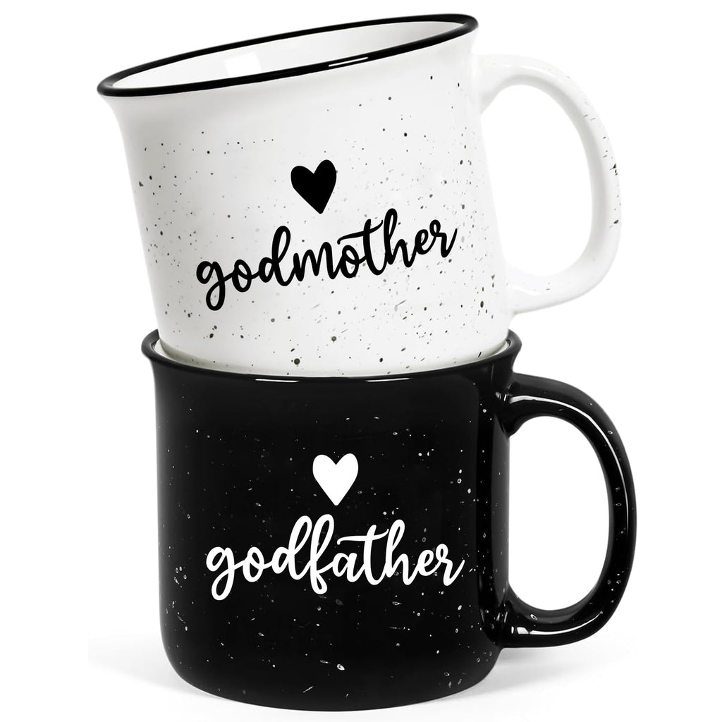Physkoa Godparents Proposal Gift – 11oz Will You Be My Godparents Mug Set, Godmother and Godfather Proposal Gifts, Godparents Gifts for Baptism, Ceramic Coffee Cups for Christening