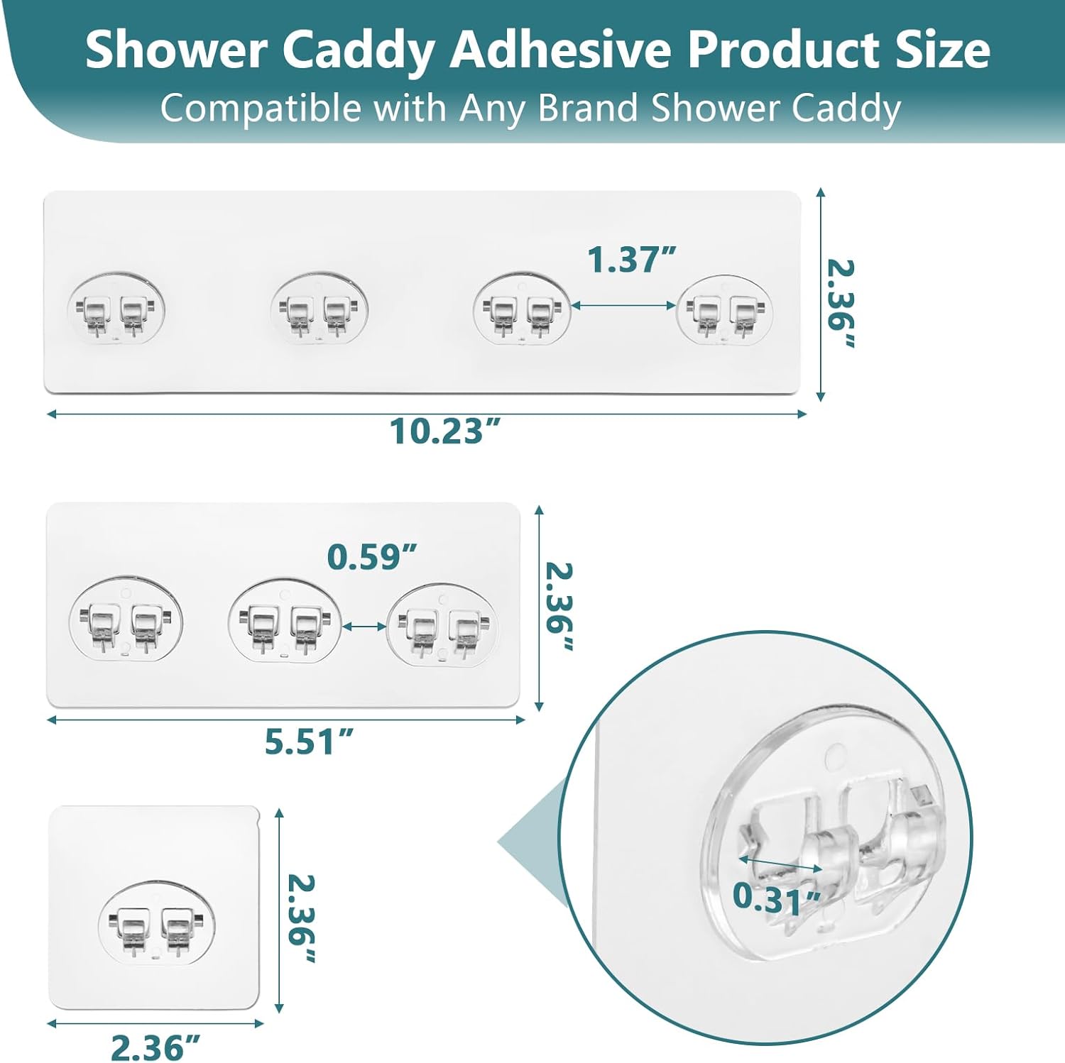 Skiennix Shower Caddy Adhesive Hooks - Strong Replacement for Corner Shelf & Bathroom Rack | 14 Pack