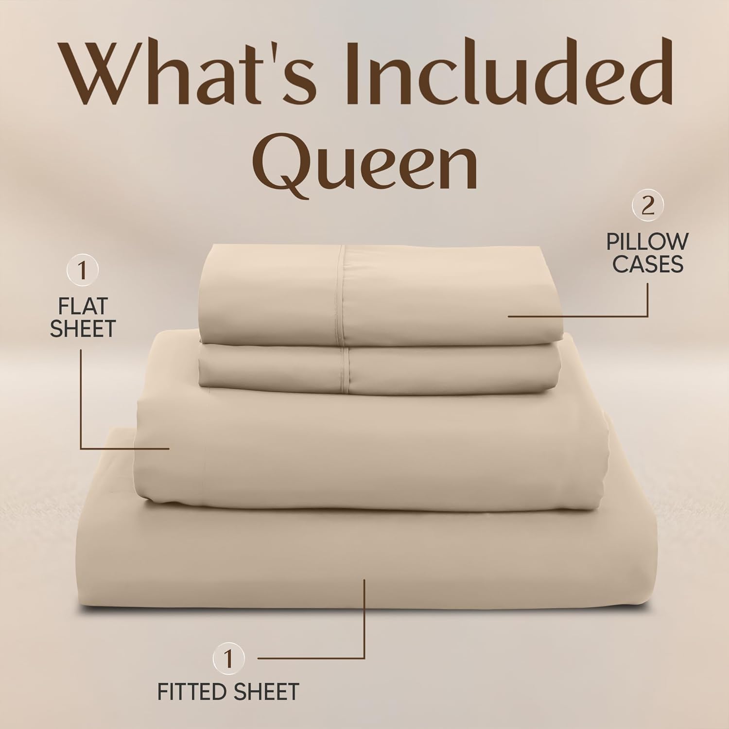 Utopia Bedding Queen Size Sheet Set - Soft, Breathable Microfiber | 4-Piece in Sand, Oeko Tex Certified