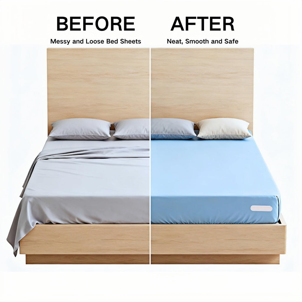 DDGEAA Bed Sheet Holders for Corners, Lock Sheet Holders, 4Pcs Fitted Sheet Holders Keep Sheets Firm & Tight, Durable Heavy Duty Bed Sheet Clips, Sheet Locks, Fit All Mattress Easy Install - White
