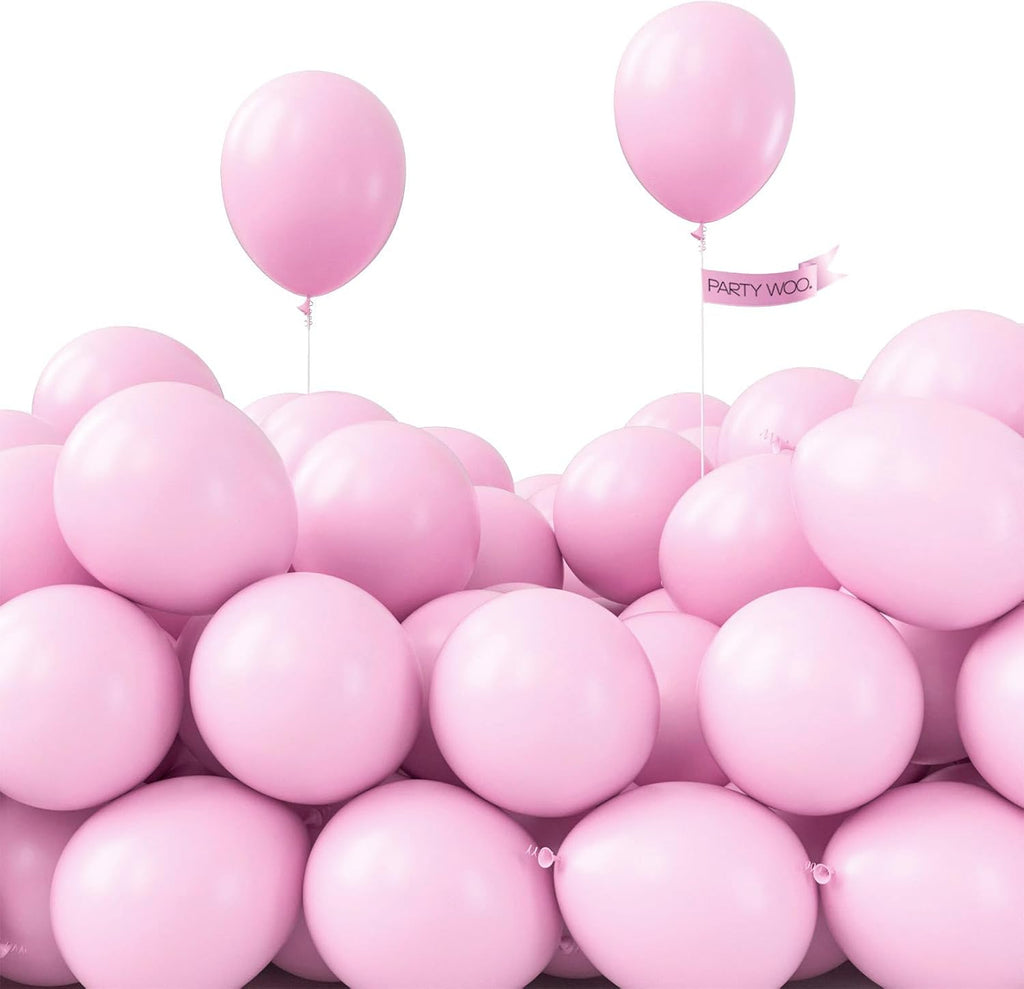 PartyWoo Baby Pink Balloons - 100pcs 5-Inch Pastel Balloons for Baby Showers & Celebrations