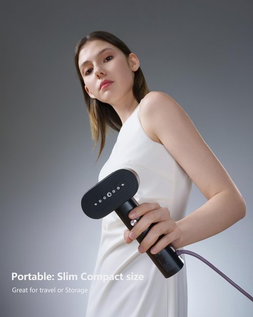 G6 Steamer - Portable 2-in-1 Travel Iron | Lightweight 0.7lbs, 900W, 10 Minutes Continuous Steam - Black