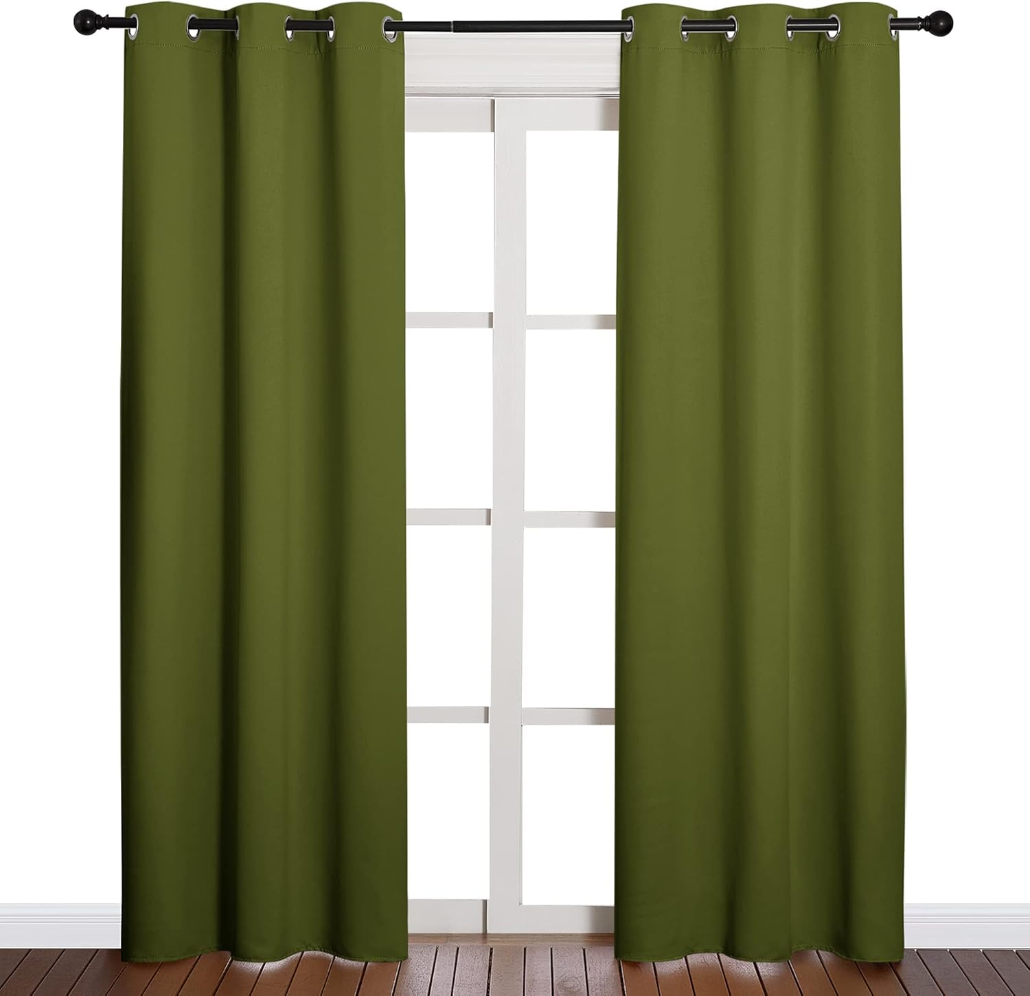 NICETOWN Blackout Curtains - Thermal Insulated Grommet Drapes for Living Room | Olive Green, 42 x 84 Inches