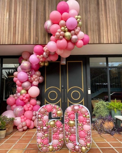 Bezente Pink Balloons Set - 60pcs 12-Inch Metallic Pearl & Latex Balloons for Birthday & Baby Showers